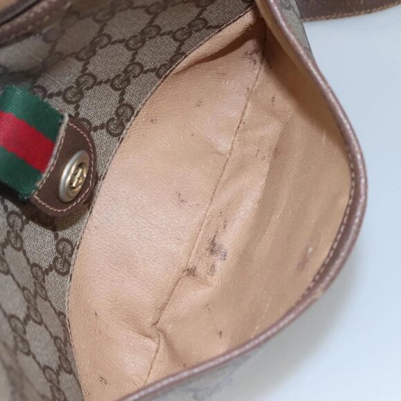 GUCCI GG Supreme Web Sherry Line Shoulder Bag PVC Beige Red 89 02 032 Auth BA465 - Picture 10 of 16
